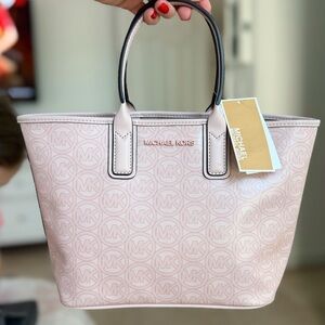 Michael Kors MK Jodie Signature Jacquard Tote Bag Purse Powder Pink MSRP $348